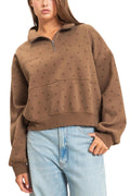 Star Print Half Zip Sweatshirt