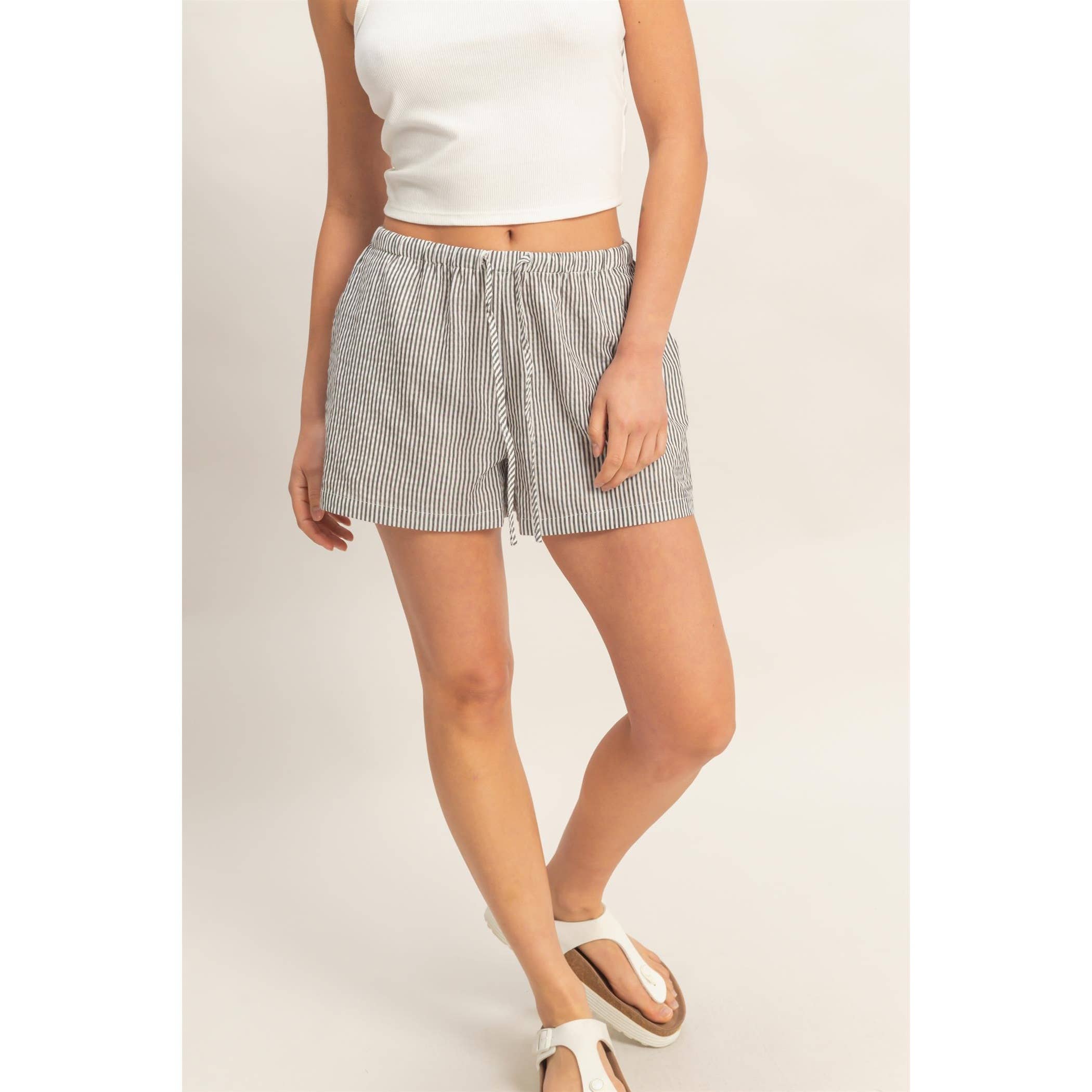 Striped Drawstring Waist Shorts