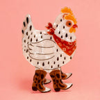 Western Chicken on Cowboy Boot Hair Claw Clip | 40H1162