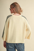 STRIPED 3/4 SLEEVE SWEATER MSW11585