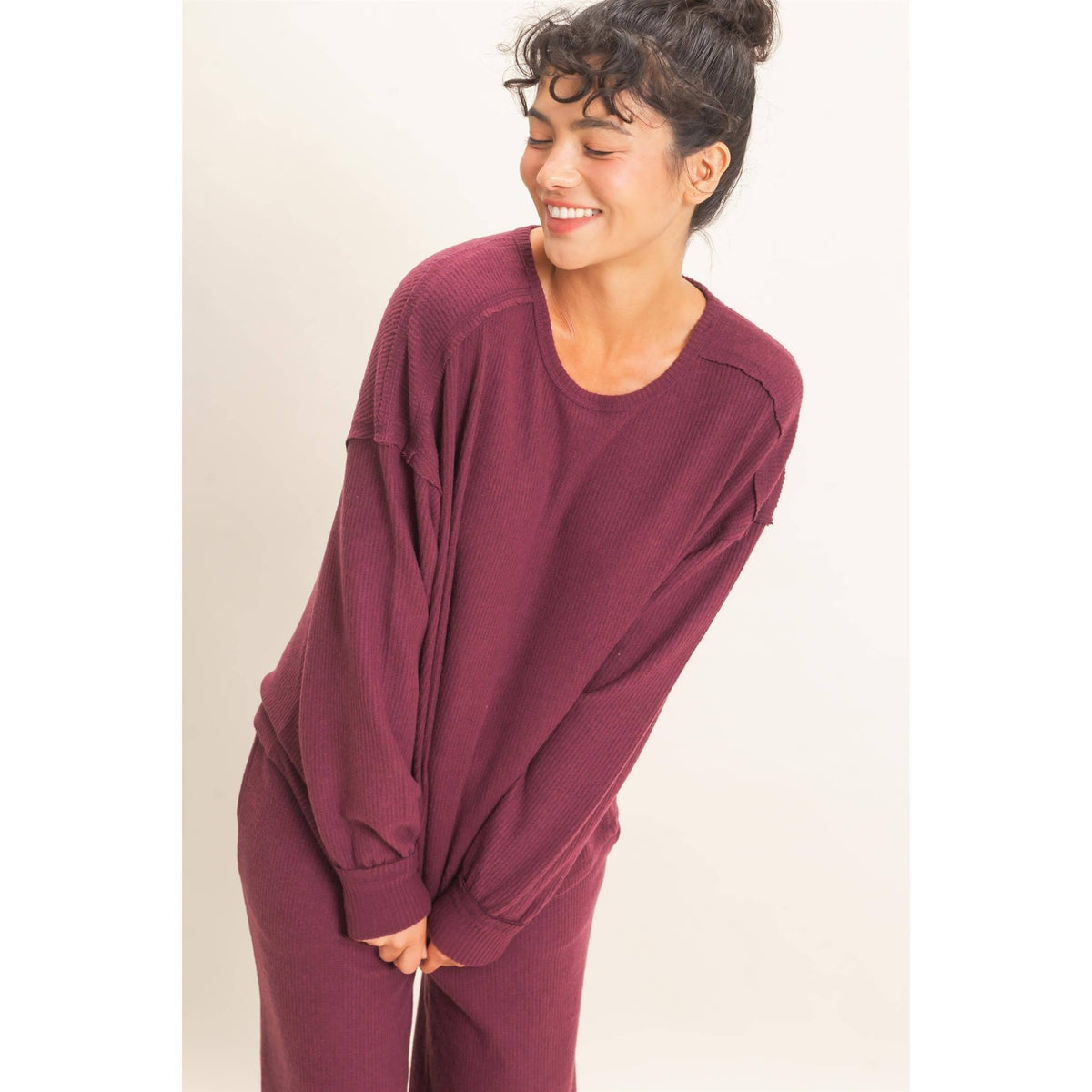Raw Edge Waffle Sweatshirt