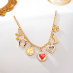 Strawberry Bow Coin Boot Western Charm Necklace | 80N93114