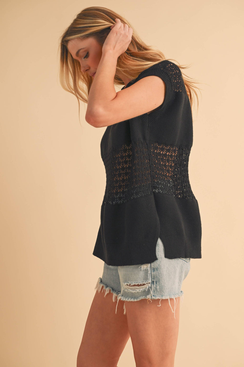 3231FN Ameena Open Stitch Mesh Tank