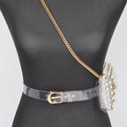Rhinestone Clear Belt Bag W/Chain PB8633