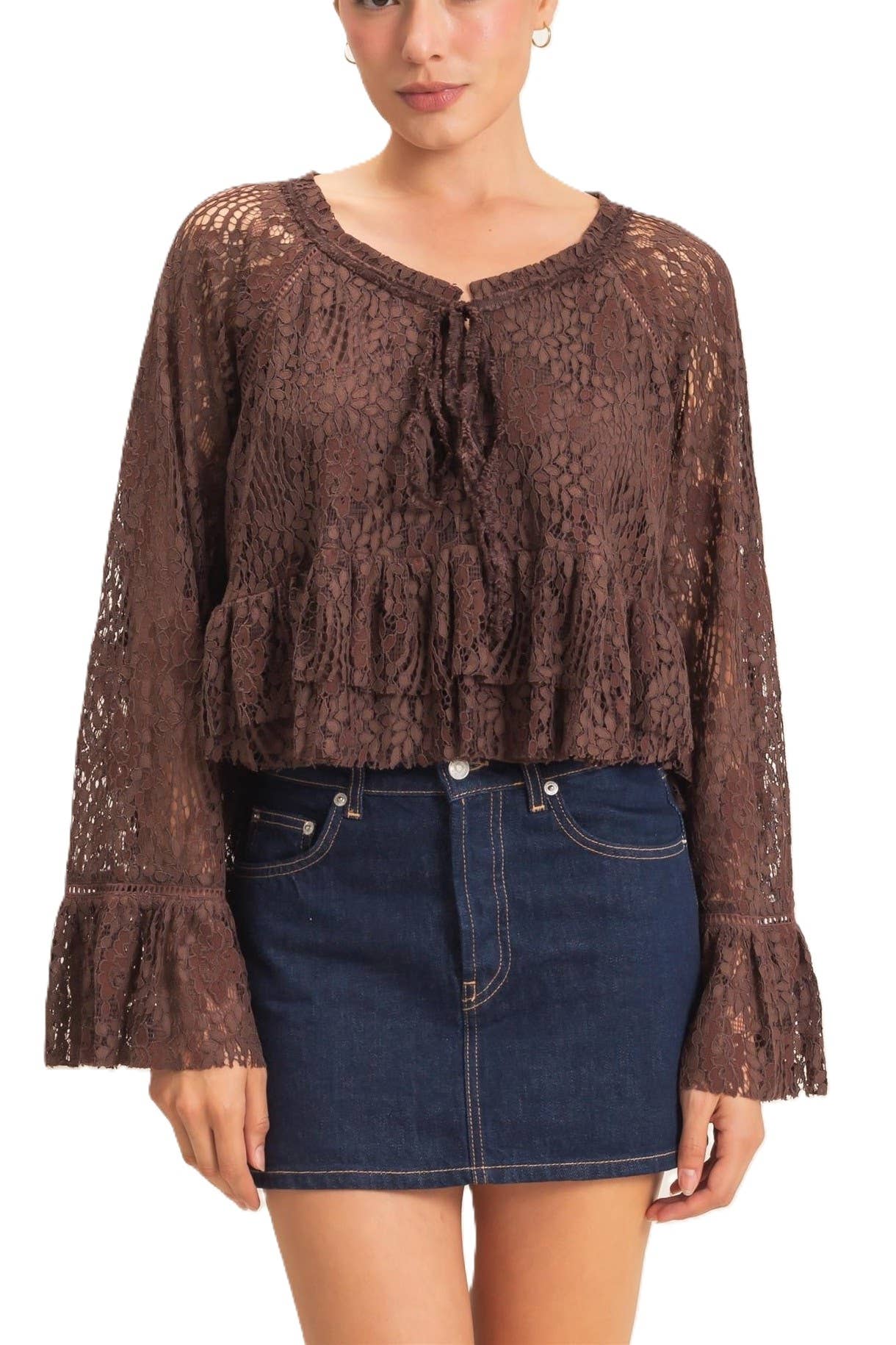 Lace Bell Sleeve Top