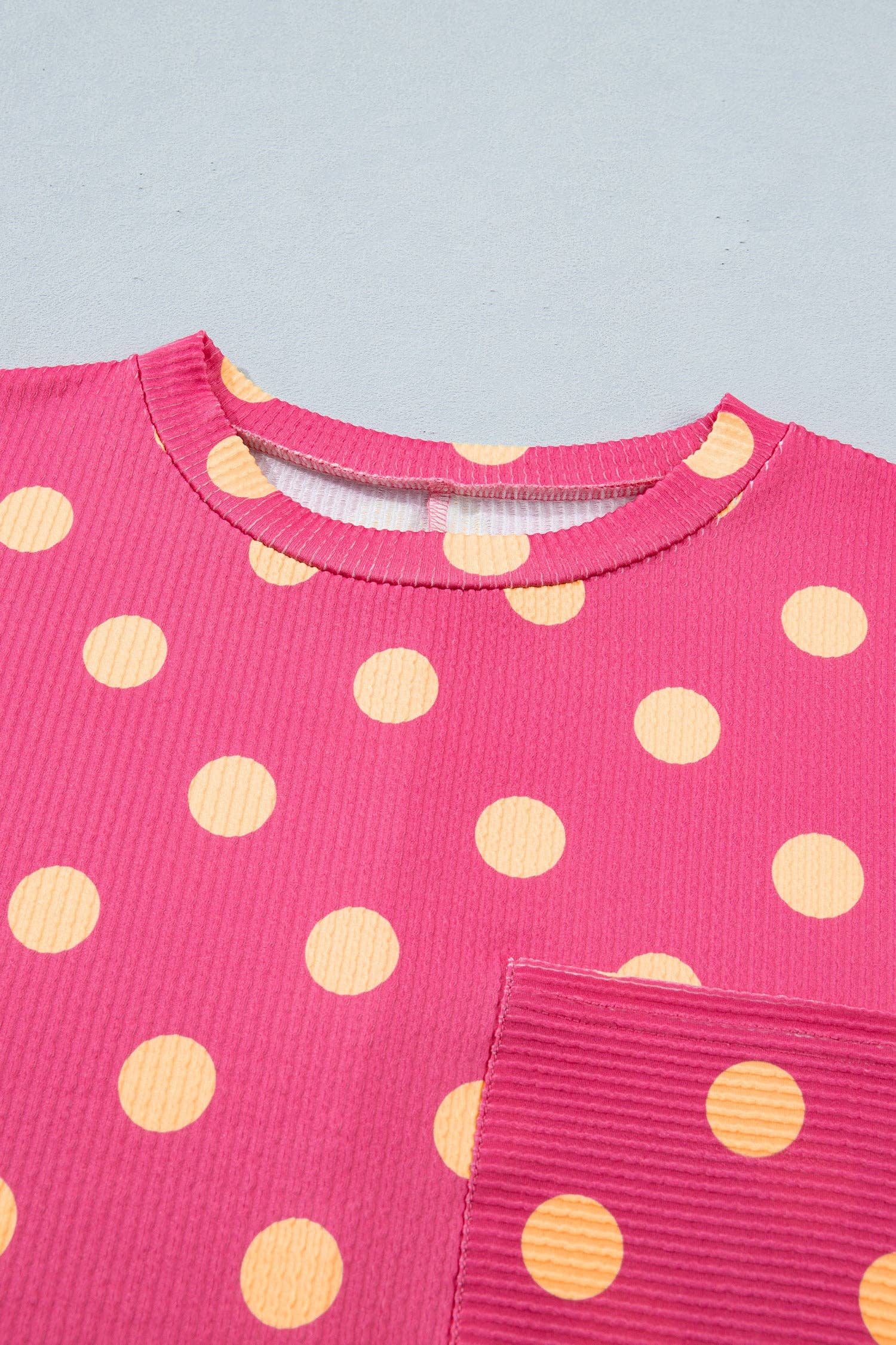 PRETTY BASH Polka Dot Patch Pocket Drop Shoulder Top