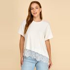 Asymmetrical Lace Trim Top B