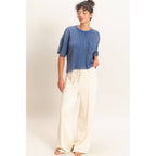 Mineral Wash Waffle Knit Pocket Top