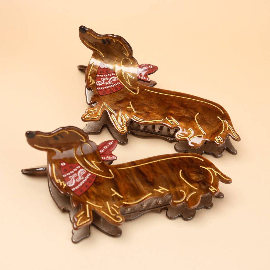 Charming Dachshund Dog Bandana Hair Claw Clip | 40H1235