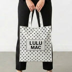 LM-BG-1004 REUSABLE TOTE-WHITE BLACK DOTS