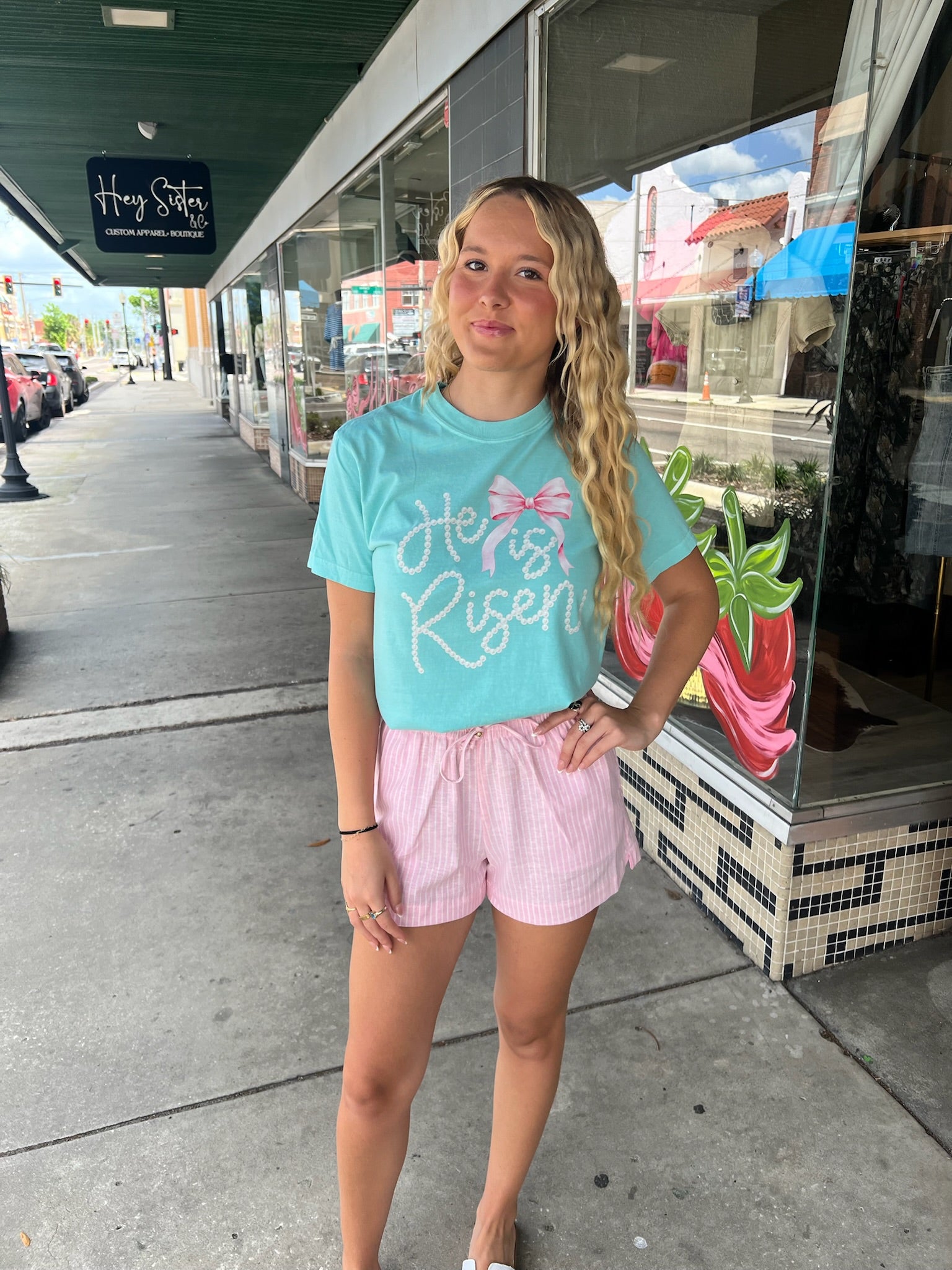 Striped Linen Blend Shorts