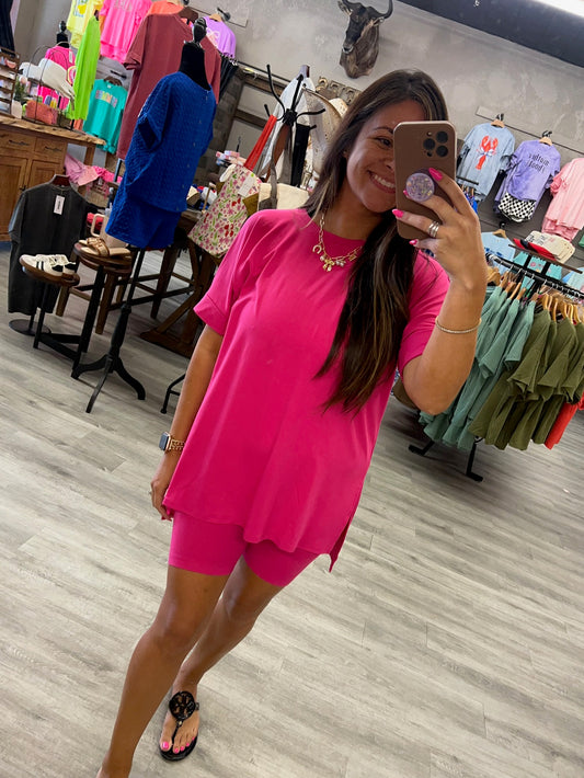 Microfiber Top & Biker Shorts 2 Pc Set