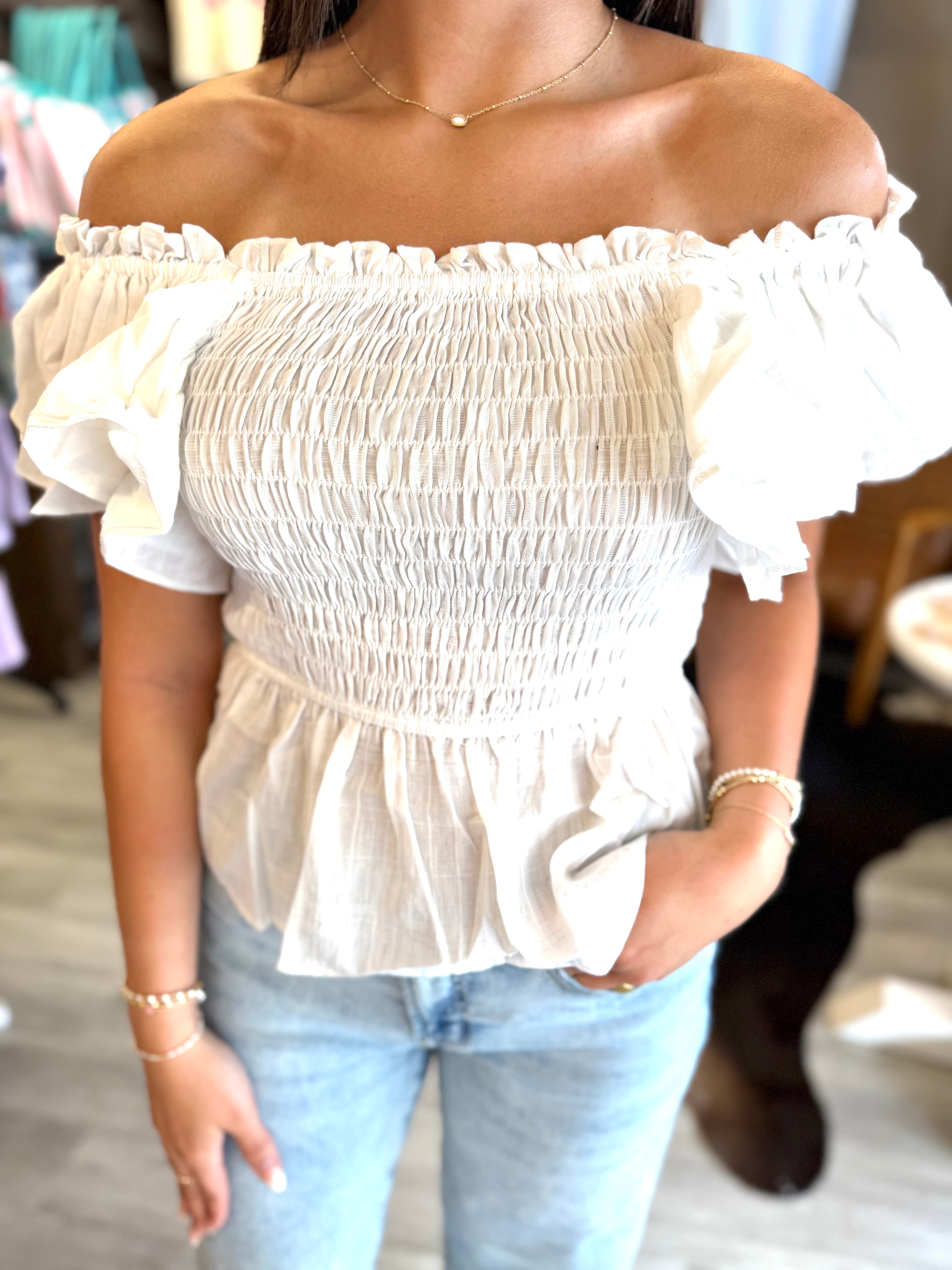 Ruffle Smocked Blouse