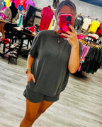 Kinsey Ribbed Loose Fit Tee and Shorts Set