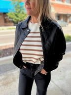 Faux Leather Zipper Jacket
