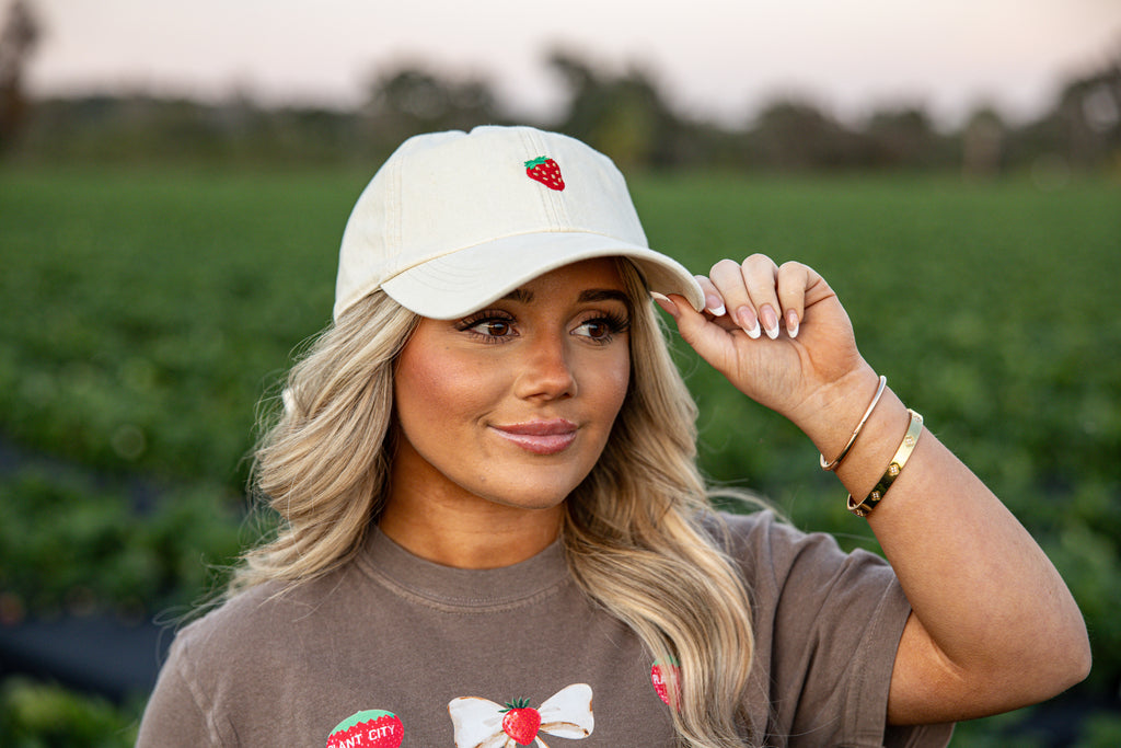 Strawberry Embroidered Baseball Cap