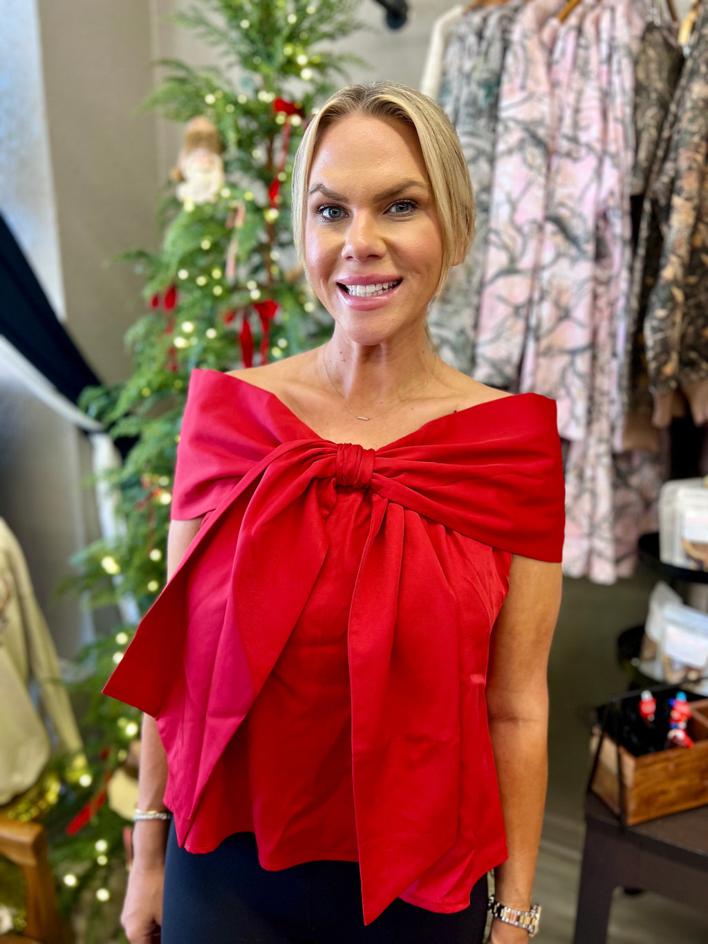 Bow Accented Off The Shoulder Top