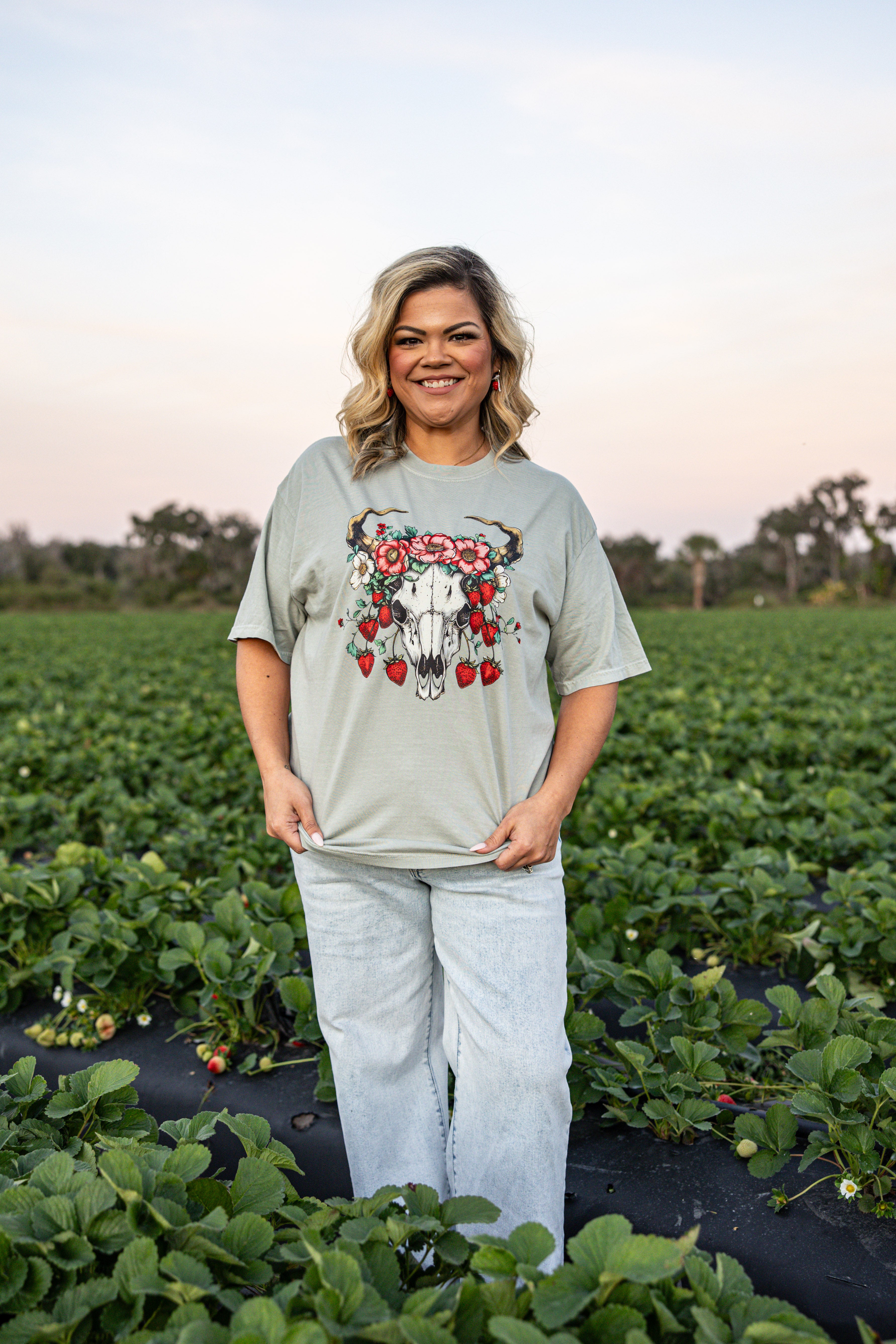 Strawberry Buffalo Skull
