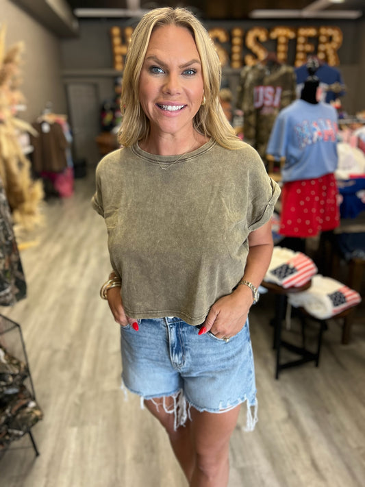 Taupe Vintage Crop