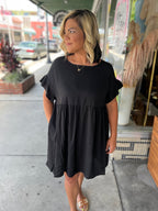 Plus Size Textured Babydoll Dress