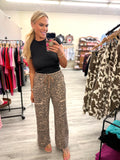 Mineral Washed Animal Leopard Wide Leg Pants