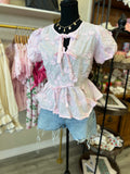 Dainty Pink Front Tie Top
