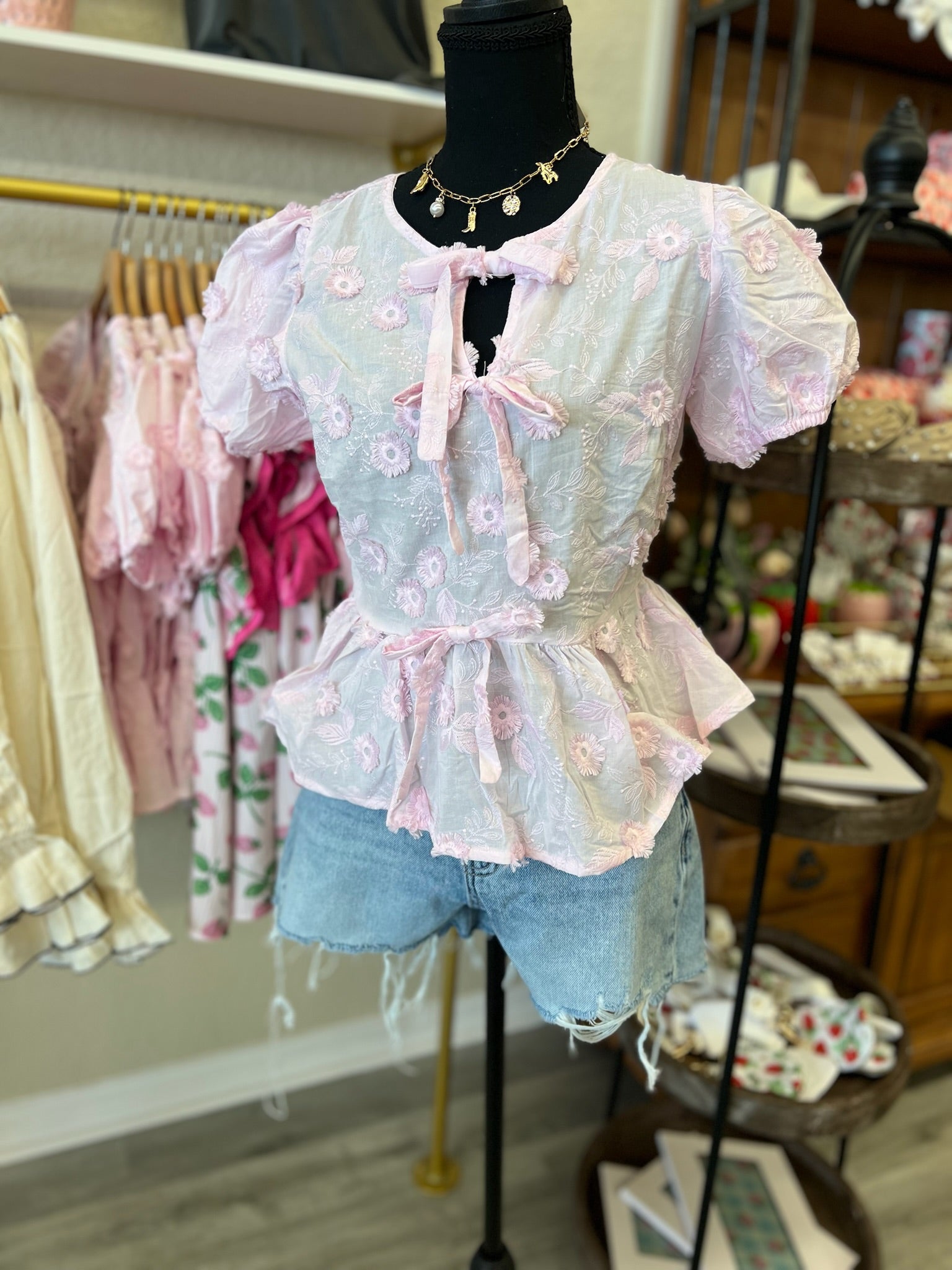 Dainty Pink Front Tie Top