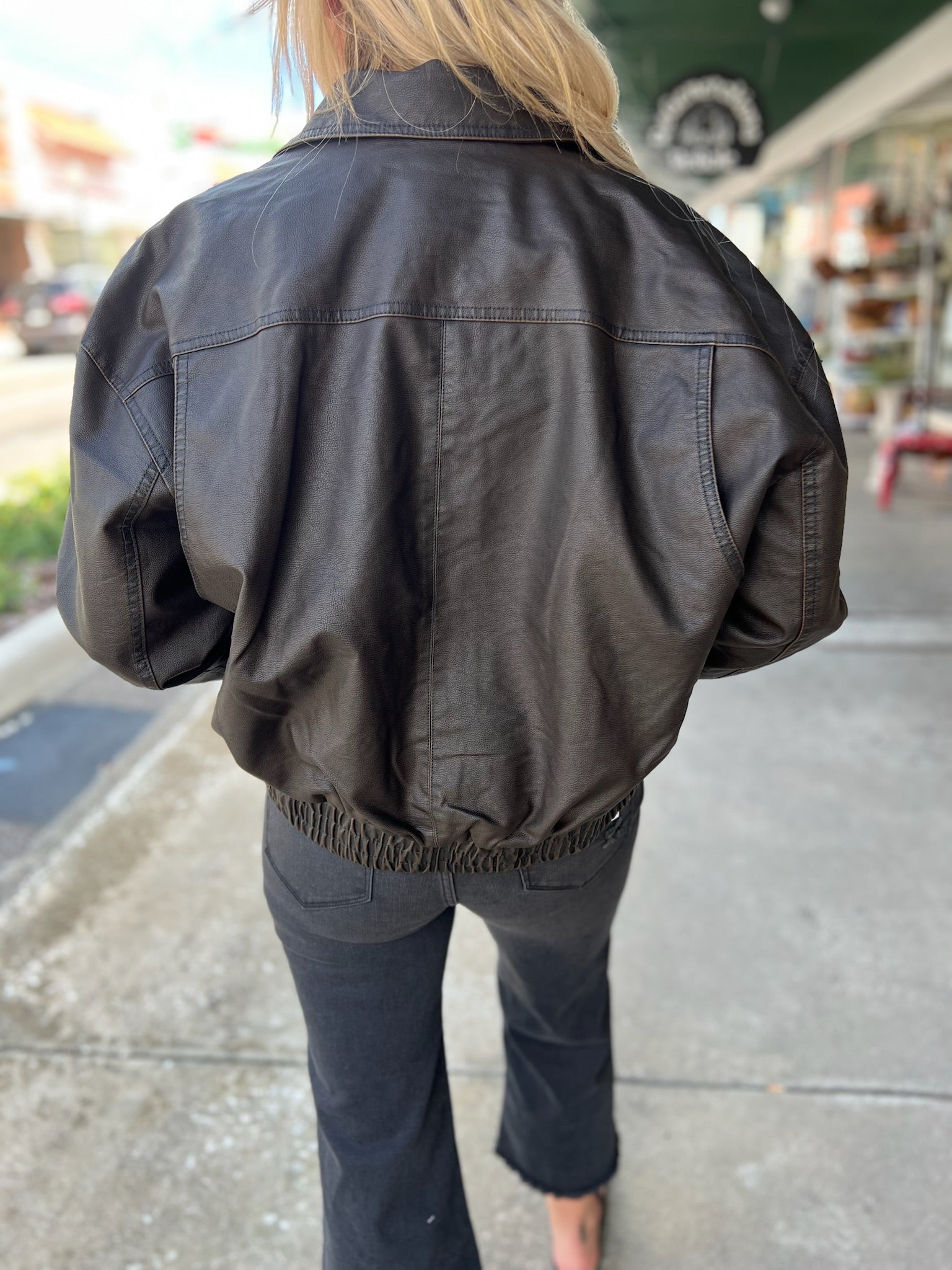 Faux Leather Zipper Jacket