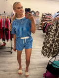 Spring Striped Cotton Tee & Shorts Set