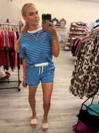 Spring Striped Cotton Tee & Shorts Set