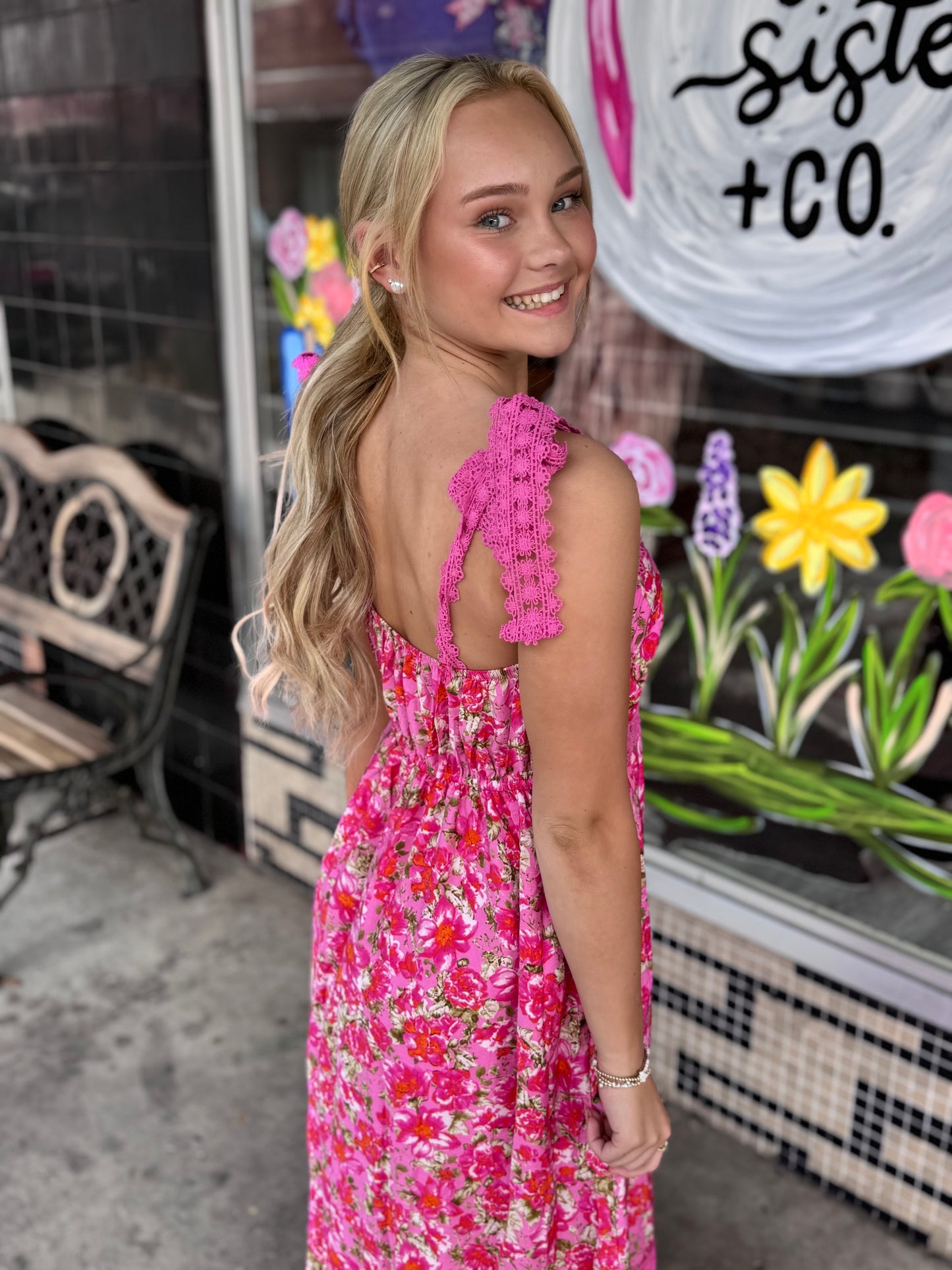 Floral Lace Tied Strap Empire Waist Maxi Dress | 3 Colors