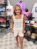 Sleeveless Crochet Top And Shorts Set