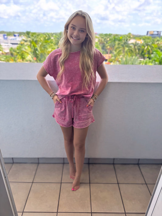 Premium Cotton Washed Sleeveless Top Shorts Set