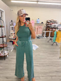 Mineral Washed Sleeveless Top & Wide Leg Pants Set
