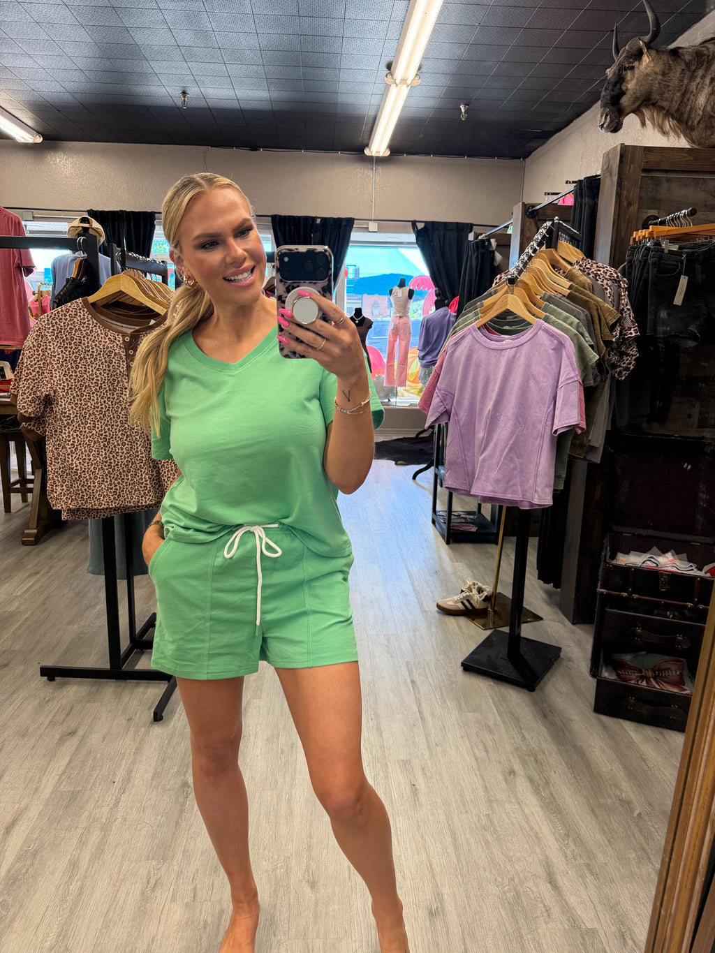 Comfy V Neck Tee & Pockets Shorts Set | S-XL