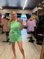 Comfy V Neck Tee & Pockets Shorts Set | S-XL