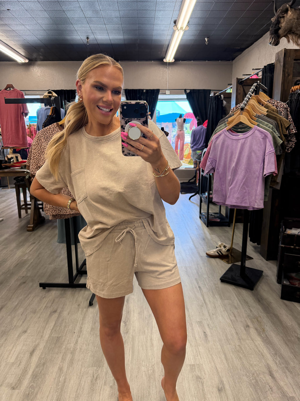 French Terry Acid Washed Relaxed Top & Short Set