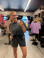 French Terry Acid Washed Relaxed Top & Short Set