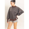 Striped Mock Neck Sweatshirt