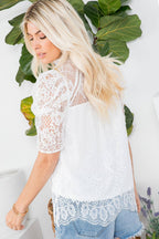 LACE BLOUSE WITH HIGH NECKLINE  TOP