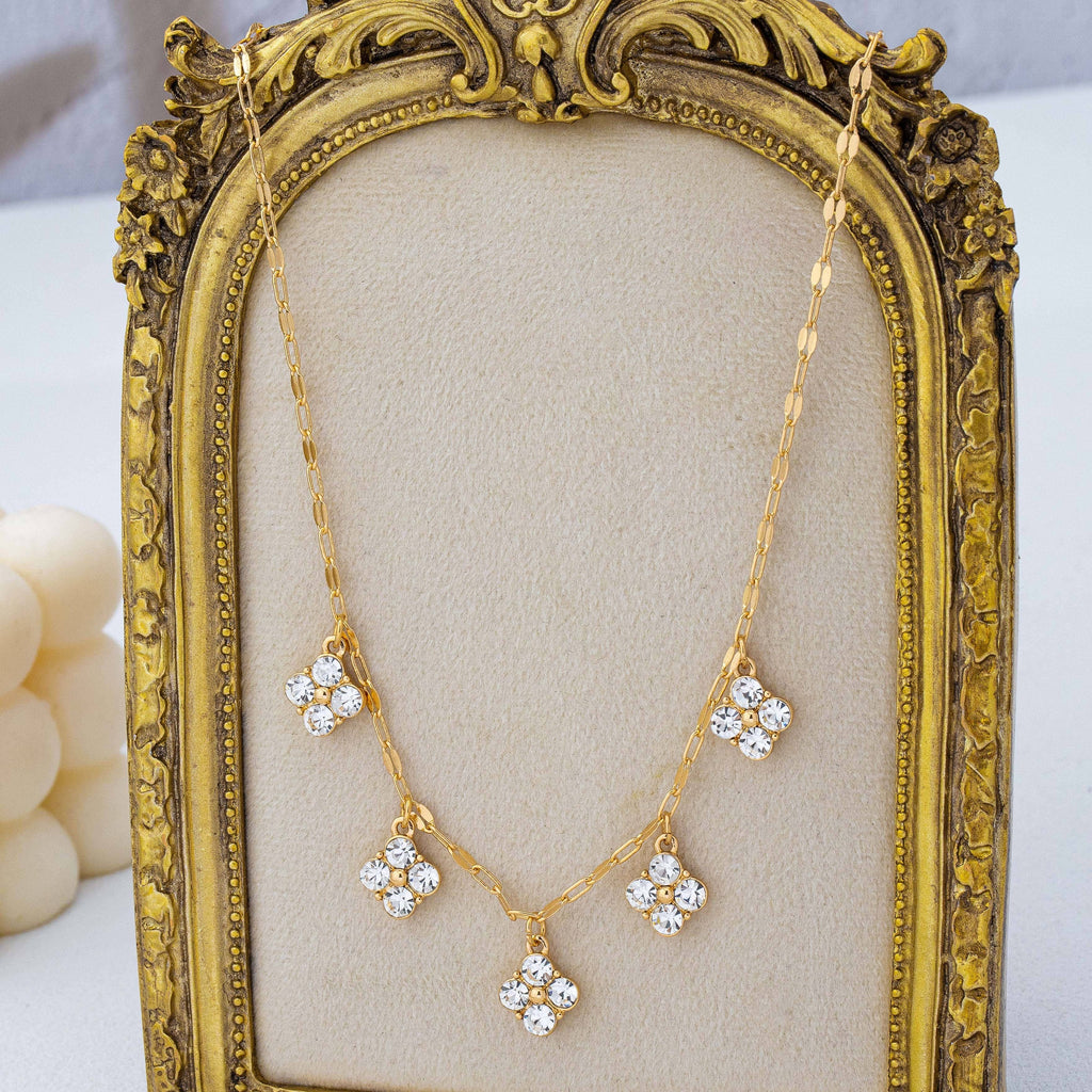 Crystal Quatrefoil Clover Station Necklace | 80N93157