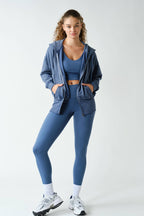 Fleece Hoodie Jacket with Tapered Sleeves