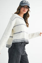 379BK Mona Knit Stripe Pullover Sweater