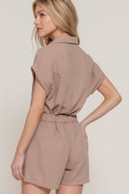 Dolman Short Sleeve Shirt & Shorts Linen Effect Set