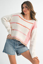 379BK Mona Knit Stripe Pullover Sweater