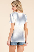 AY34568S4 - SHORT SLEEVE MULTI COLOR STRIPE TOP