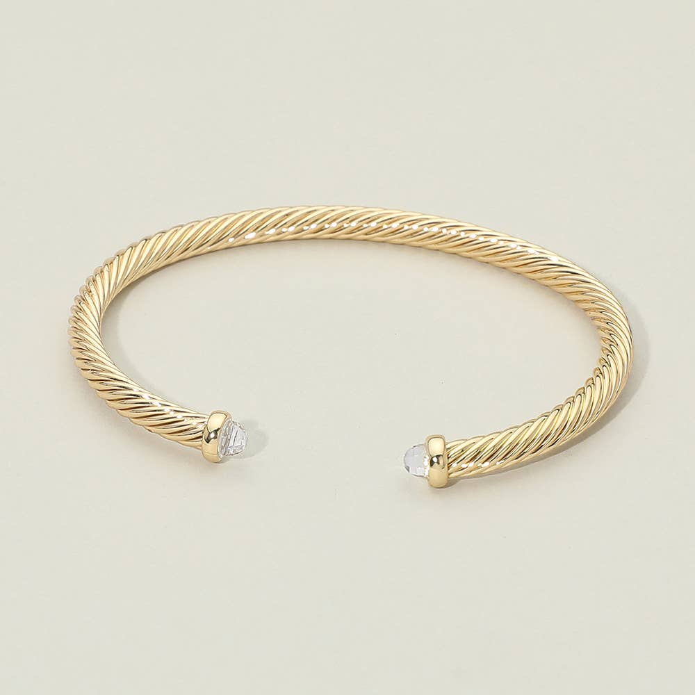 Pearl Tip Twisted Cable Cuff Bracelet