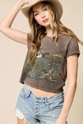 Mallard Ducks Graphic Potassium Spray Faux Crop Tee