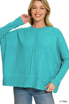 Brushed Melange Hacci Center Seam Oversized Sweater