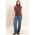Sleeveless High Neck Knit Top